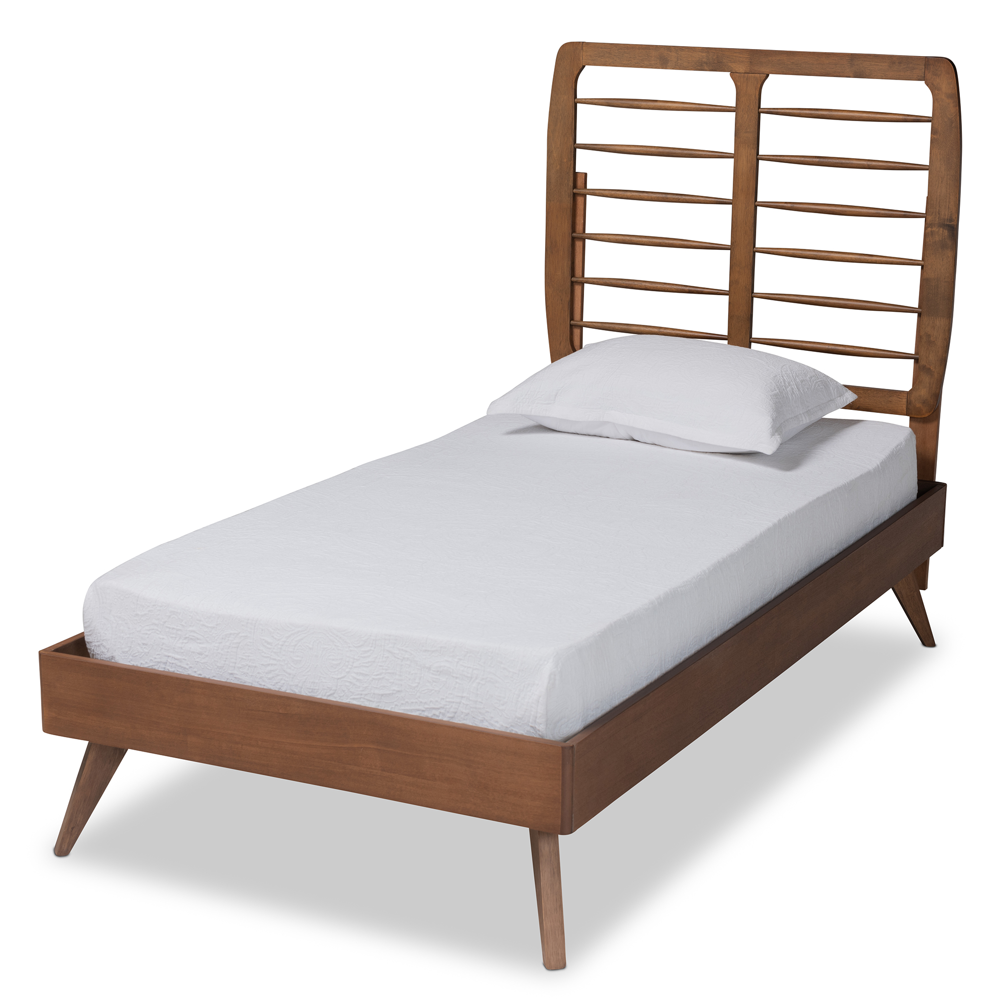Baxton Studio Yana Mid-Century Modern Walnut Brown Finished Wood Twin Size Platform Bed